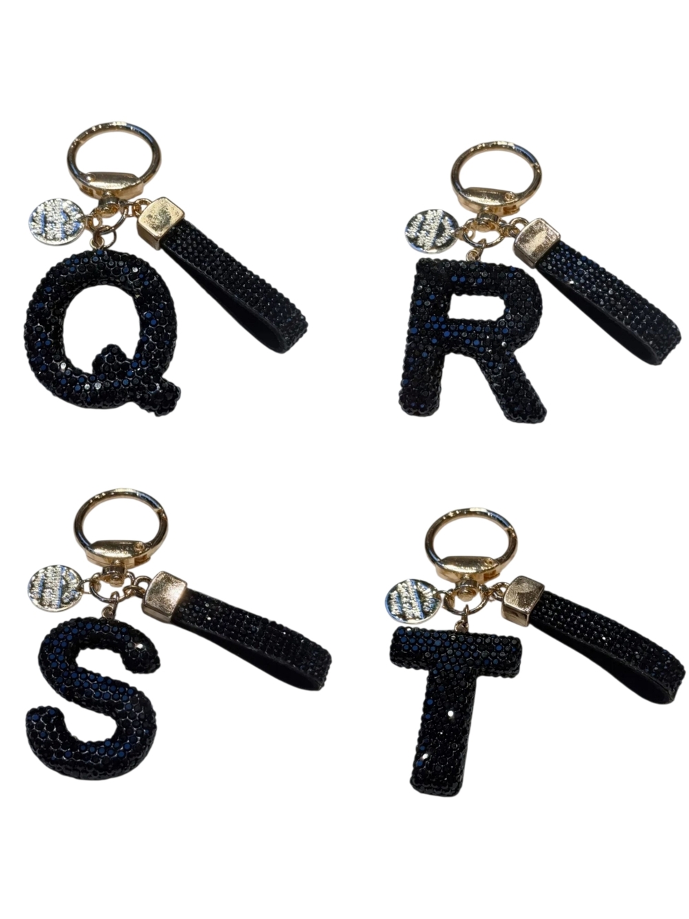 Crystal-Encrusted Black Letter Purse Charm Keychain NWT! (Choose Your Letter) - Picture 7 of 9